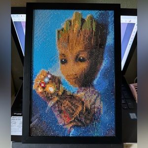 Completed  framed Groot Diamond Art